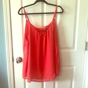 Coral strappy tank top